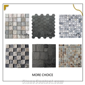 Square Shaped Mosaic Marble Material Black Tiles Slate Style