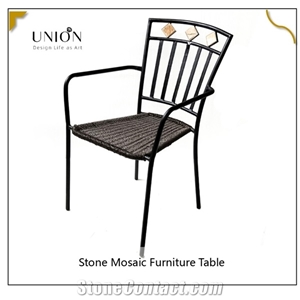 Stone Mosaic Bistro Set Of 3 Pcs Garden Mosaic Tables&Chairs