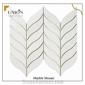 Thassos White Leaves Pattern Design Mosaic Tiles for Deco