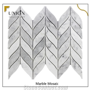 White Italian Carrera Marble 1x2 Inch Basketweave Mosaic