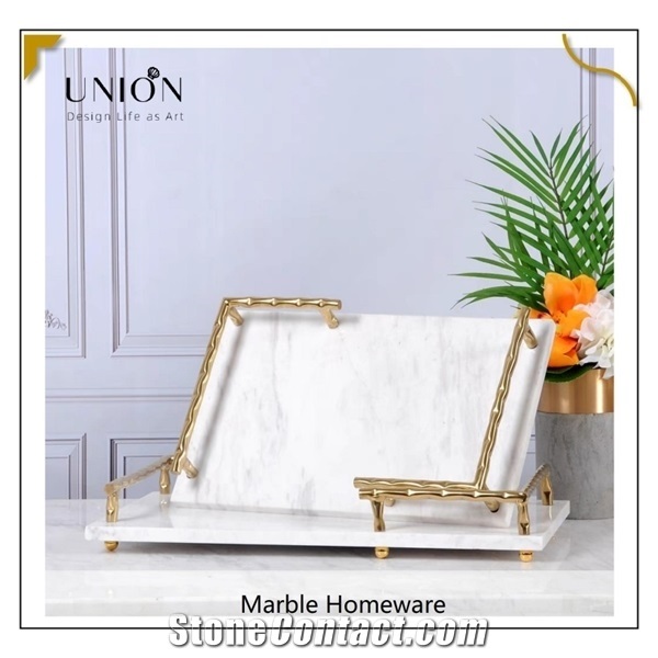 Wholesale Hotel White Green Black Marble Serving Tray