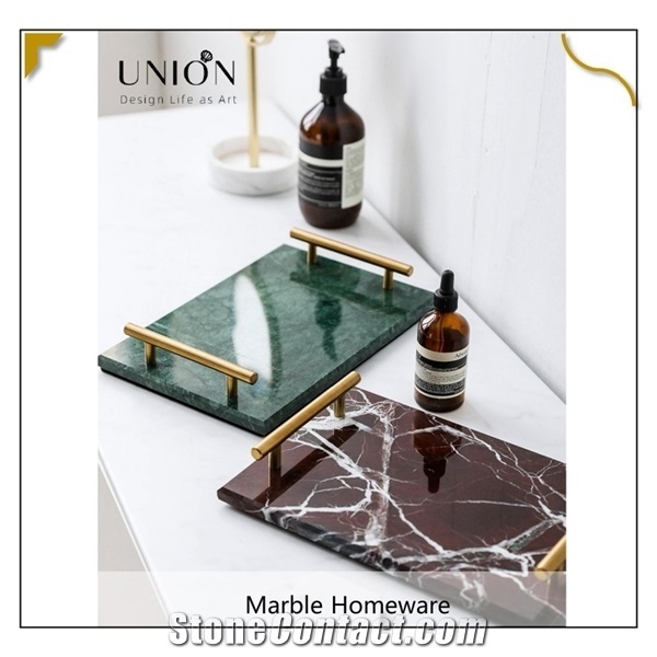 Wholesale Marble Acrylic Serving Trays with Gold Handles