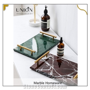 Wholesale Marble Acrylic Serving Trays with Gold Handles