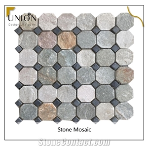 Wholesale Natural Stone Square Mosaic Slate Art Mosaic