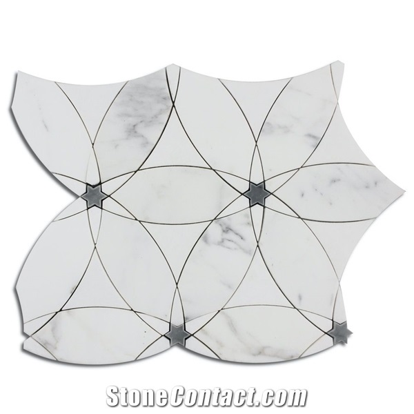 Carrara White Marble Flower&Star Waterjet Mosaic Tile