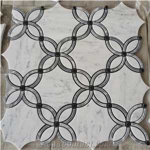 Carrara White Marble Water Jet Marble Mosaic Tiles