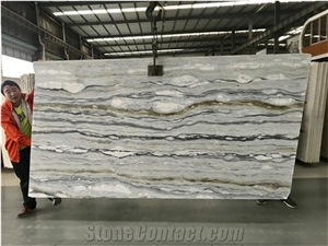 China Blue Mountain Marble Bookmacth Big Size Walling Slab