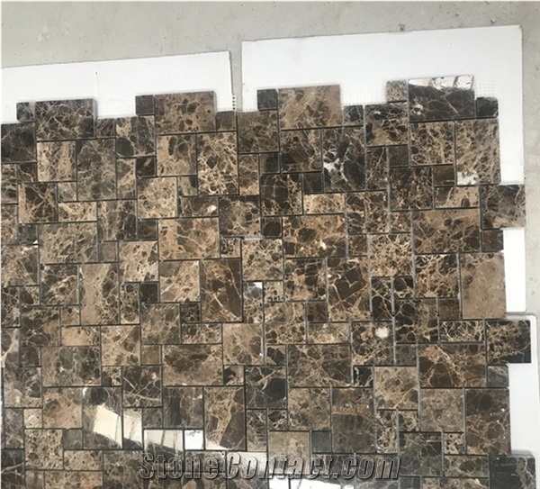Dark Emperador Marble Mini-Versailles Mosaic Tile