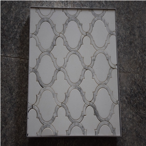 Thassos White Marble W/Carrara Edge Lantern Mosaic Tile