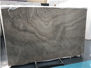 China Grey Marble Bookmatch Slab for Wall Cladding