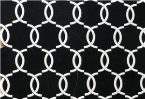 New Design Nero Marquina Marble Water-Jet Mosaic Tile