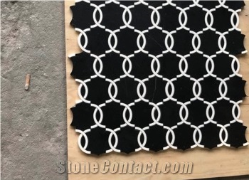 New Design Nero Marquina Marble Water-Jet Mosaic Tile