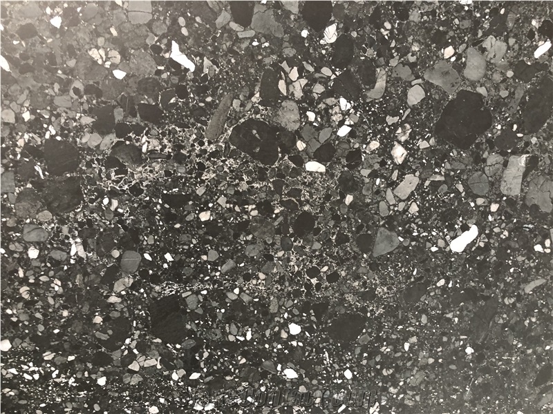 Polished Black Crystallized Artificial Stone Slabs