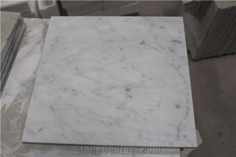 Polished Cut Tp Size Carrara White Marble Tiles