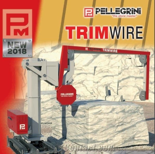 Mobile single wire saw for squaring and cutting thick slabs Mobile single wire saw for squaring and cutting thick slabs