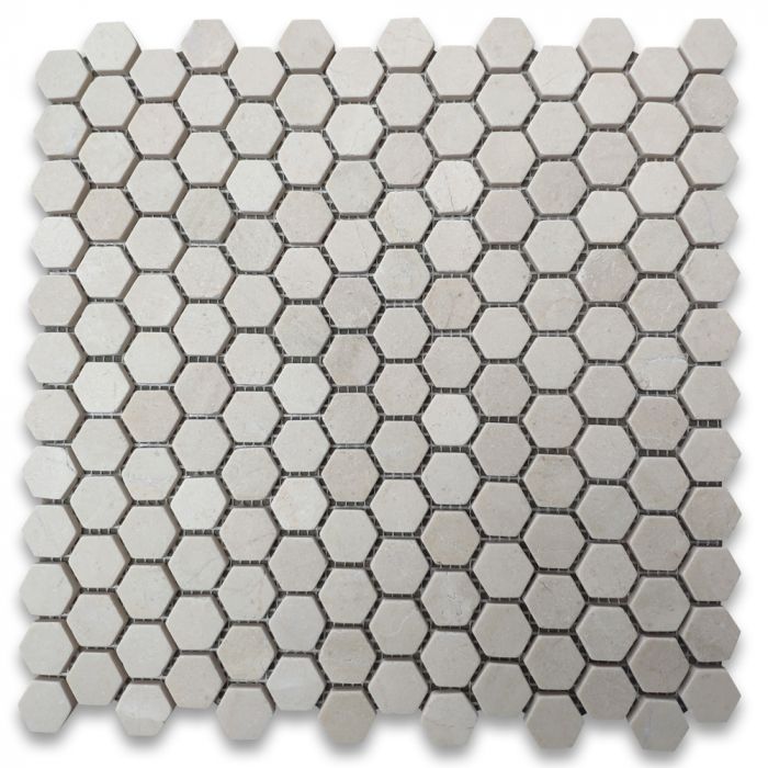 Crema Marfil 1 inch Hexagon Mosaic Tile Tumbled  (2).jpg