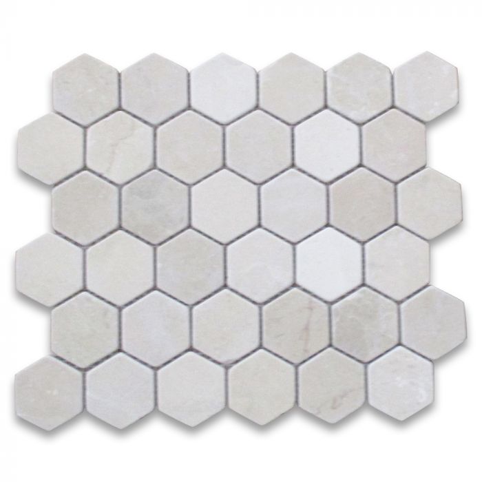 Crema Marfil 2 inch Hexagon Mosaic Tile Tumbled  (1).jpg