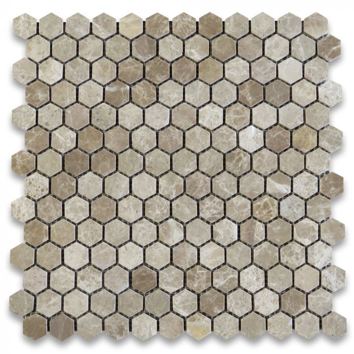 Emperador Light 1 inch Hexagon Mosaic Tile Polished  (2).jpg