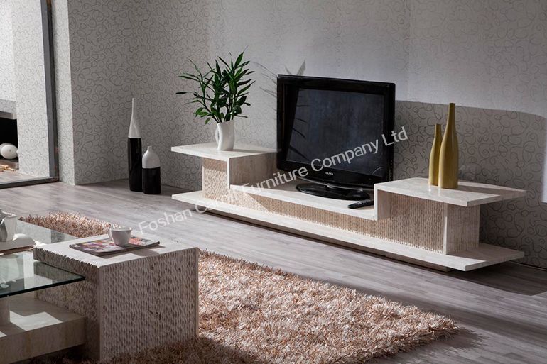 Fench style Hand Made Natural Travertine TV stand 