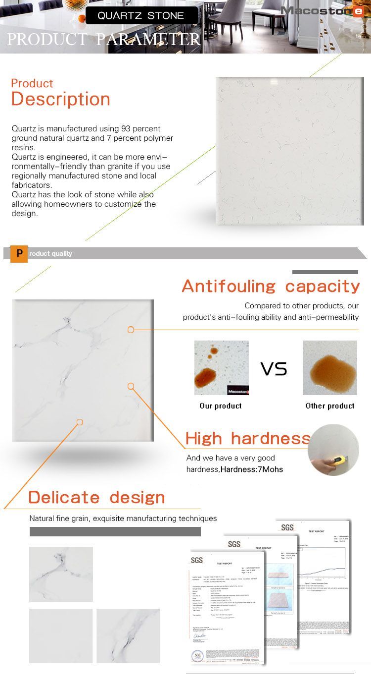 Salable White Carrara Quartz Stone Slab For Countertops Tiles Floors