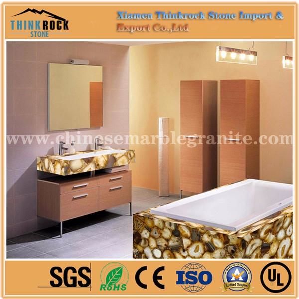 China Natural Charming Orange Semiprecious Stone bathroom vanity tops and surroundings.jpg