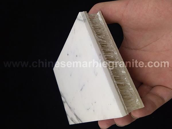 honed calacatta white marble veneer plastic honeycomb  panels for wall facades