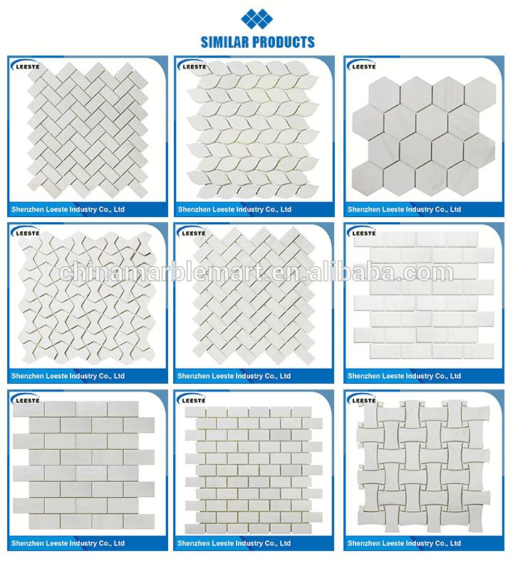 China factory new design form Dolomiti white shaped marble slab mosaic tile
