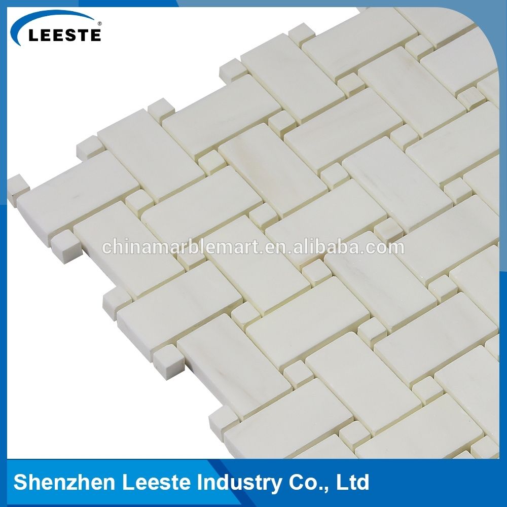 Direct Factory Price dolomite home polish material floor wall design picture China yunfu white marble 1X2 BASKETWAVE mosaic tile