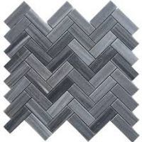 Grey Marble Mosaic Tiles Herringbone Shape