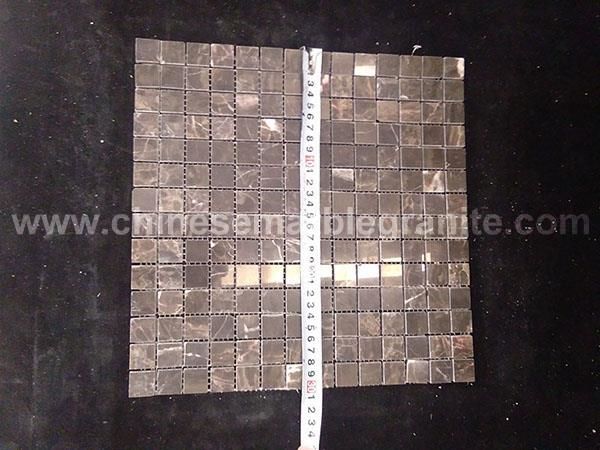 19mmx19mm square chips polished coffee brown emperador marble mosaic tiles for glass mosaic tile backsplash