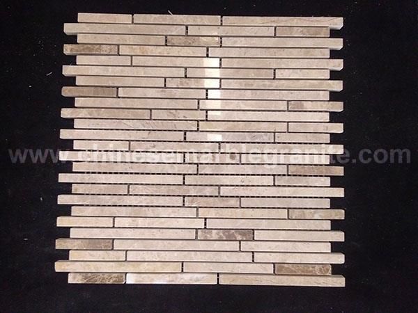 polished rectangle Bar-shaped beige and brown marble mosaic wall tiles for bathroom tiles sale