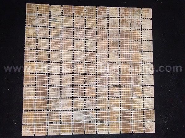 24mmx24mm polished square chips river yellow marble mosaic floor tiles for iron floor art
