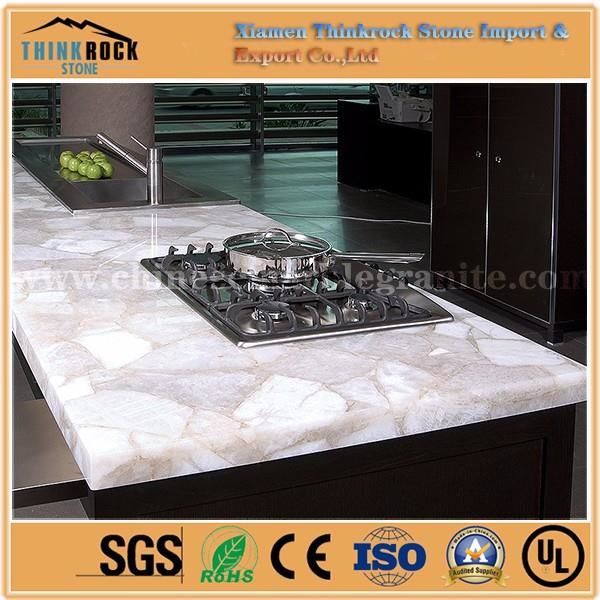 china polished natural beautiful White Quartz kitchen countertops.jpg