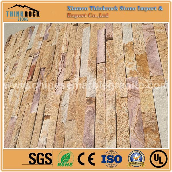 durable travertine pink mixed yellow ledge cultured stone veneer for paving.jpg