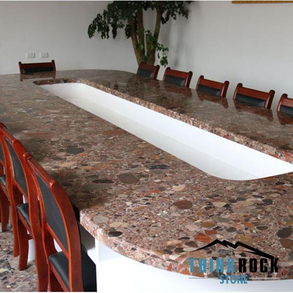 chinese chocolate natural compound stone tiles for desktops of meeting room.jpg