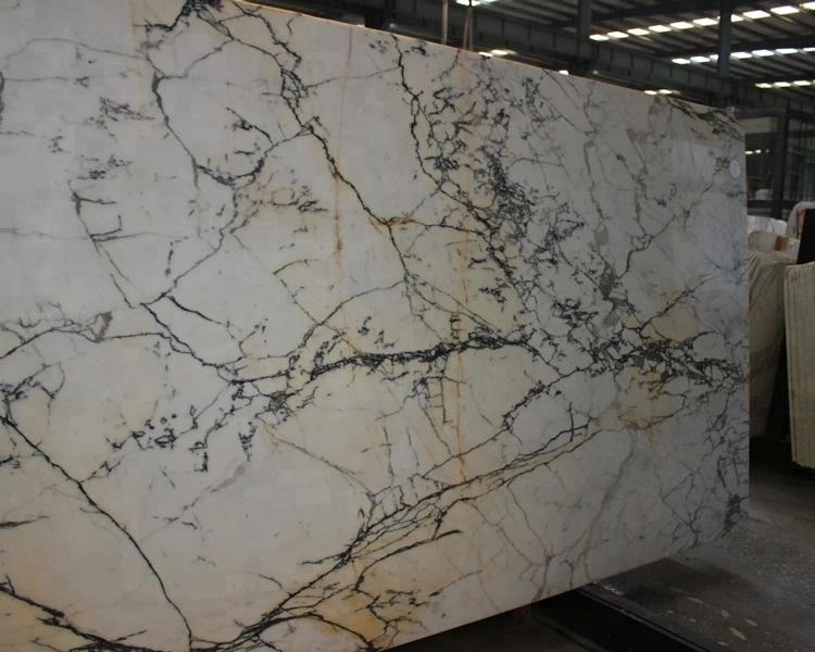 Top grade natural polished Paonazzo white marble slab