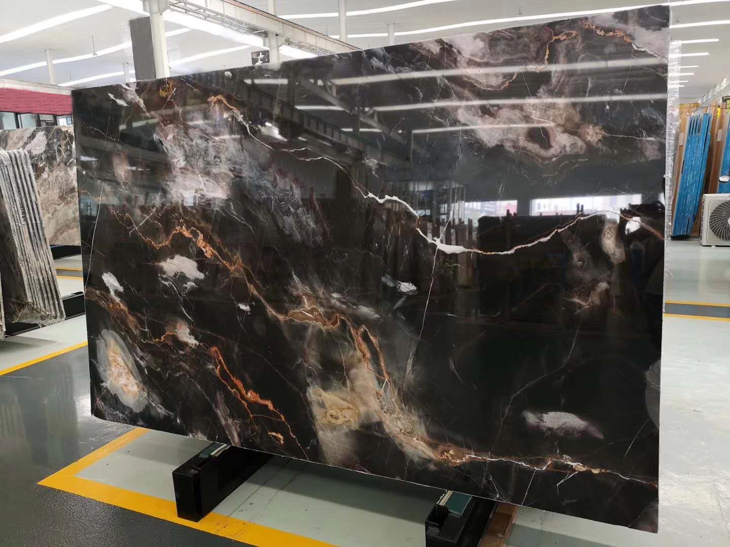 Phantom Black Marble with Gold and White Veins Slabs and Tiles Polished Surface