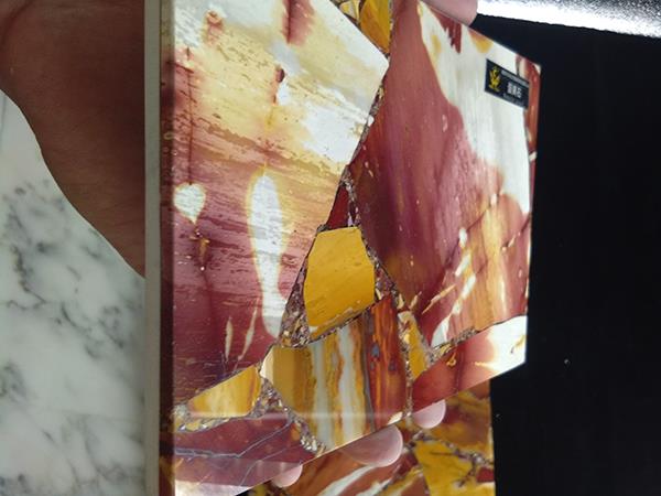 chinese cheap price polished orange wooden fossil stone glass composite slabs orange gem stone best price countertops for interior decoration and exterior decoration