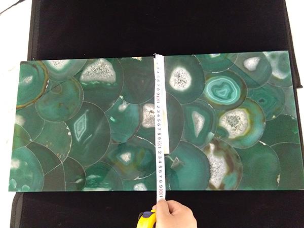 Semit-ransparent Green Agate Gemstone Veneer Based On Glass Tiles For Sale for countertops and decor promo code