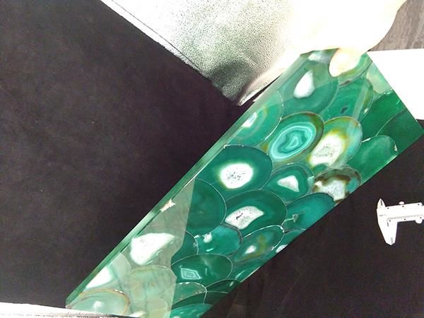 Semit-ransparent Green Agate Gemstone Veneer Based On Glass Tiles For Sale for kitchen countertops