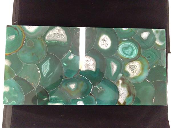 Semit-ransparent Green Agate Gemstone Veneer Based On Glass Tiles For Sale for hardwood kitchen countertops