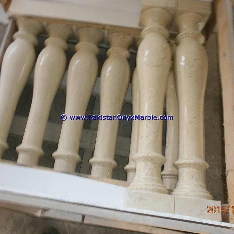 Marble Balustrade verona sahara Beige marble stair and balcony Railing-04
