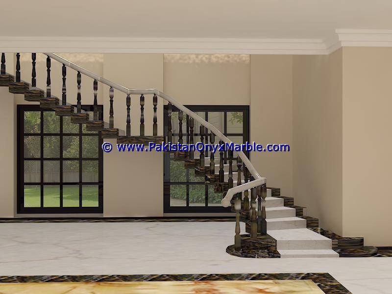 Marble Balustrade Black and gold marble stair and balcony Railing-01