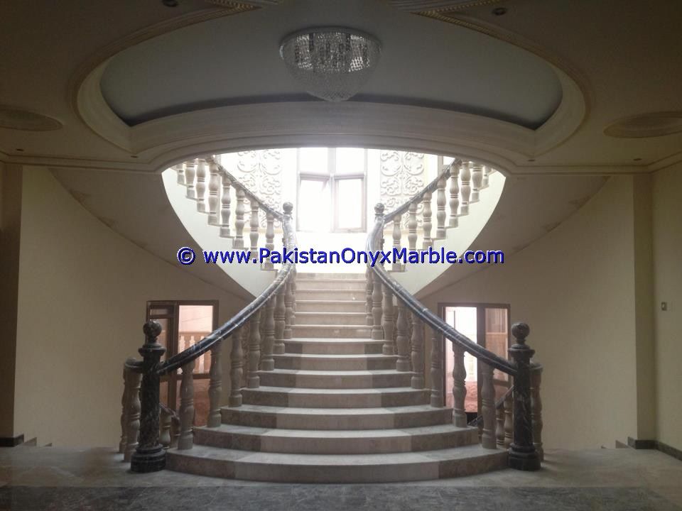 Marble Balustrade Black and gold marble stair and balcony Railing-02