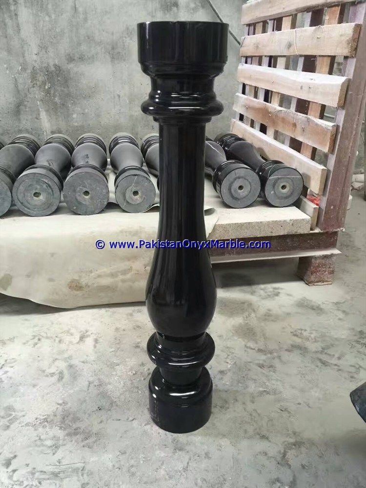 Marble Balustrade Jet Black marble stair and balcony Railing-01