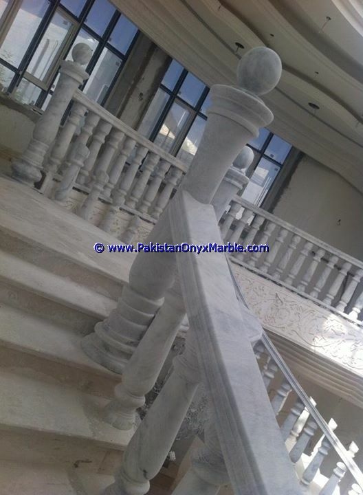 Marble Balustrade Ziarat White Carrara White marble stair and balcony Railing-02