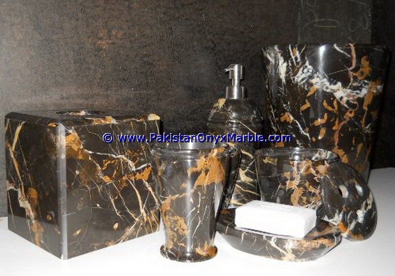 marble bathroom accessories set Black and Gold tumbler, tooth brush, tissue box, holder, soap pump, dish, dustbin, tray-01