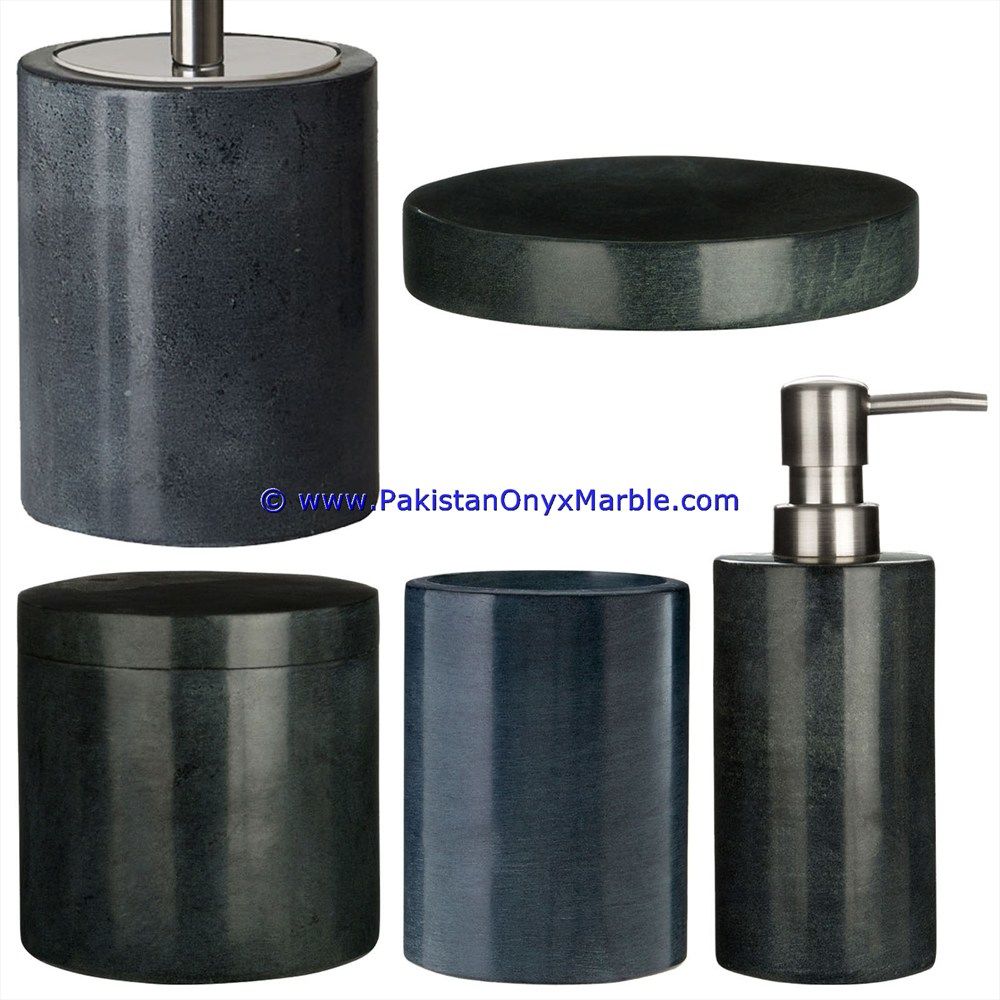 marble bathroom accessories set Jet black tumbler, tooth brush, tissue box, holder, soap pump, dish, dustbin, tray-03