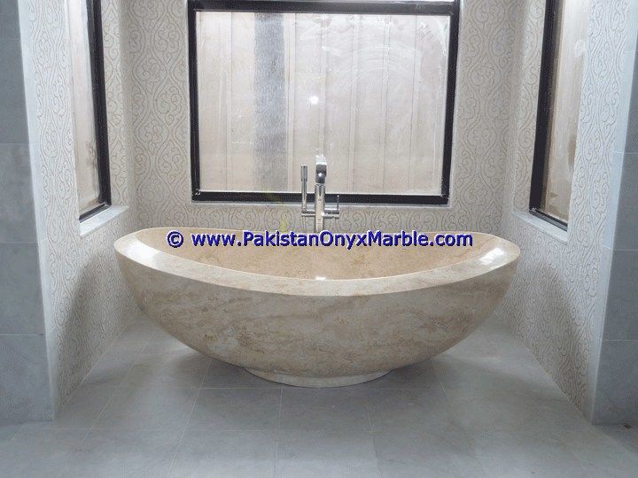 marble bathtub natural stone cream Marble bathtubs-04