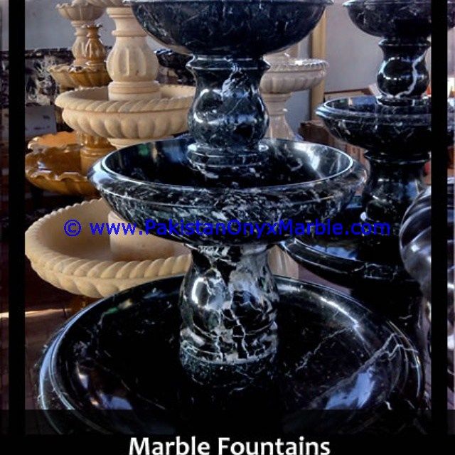 marble fountains handcarved Black and Gold marble-04